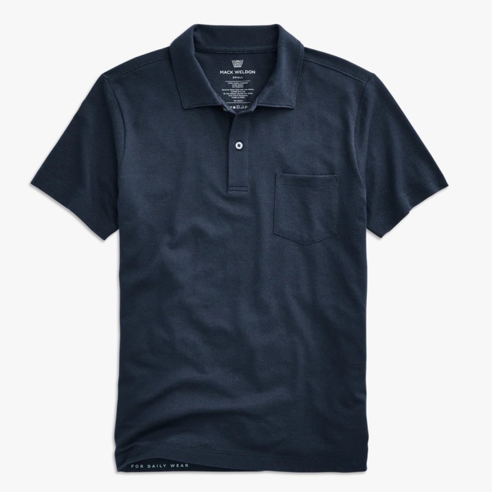 Mack Weldon Blue Men's Vesper Short Sleeve Collared Polo Shirt XL